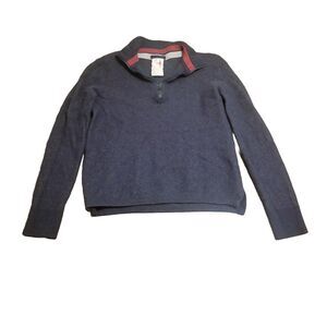 Relwen Sweater Size Medium Navy Blue 1/4 Zip Merino Wool Blend Thick Shrunken?